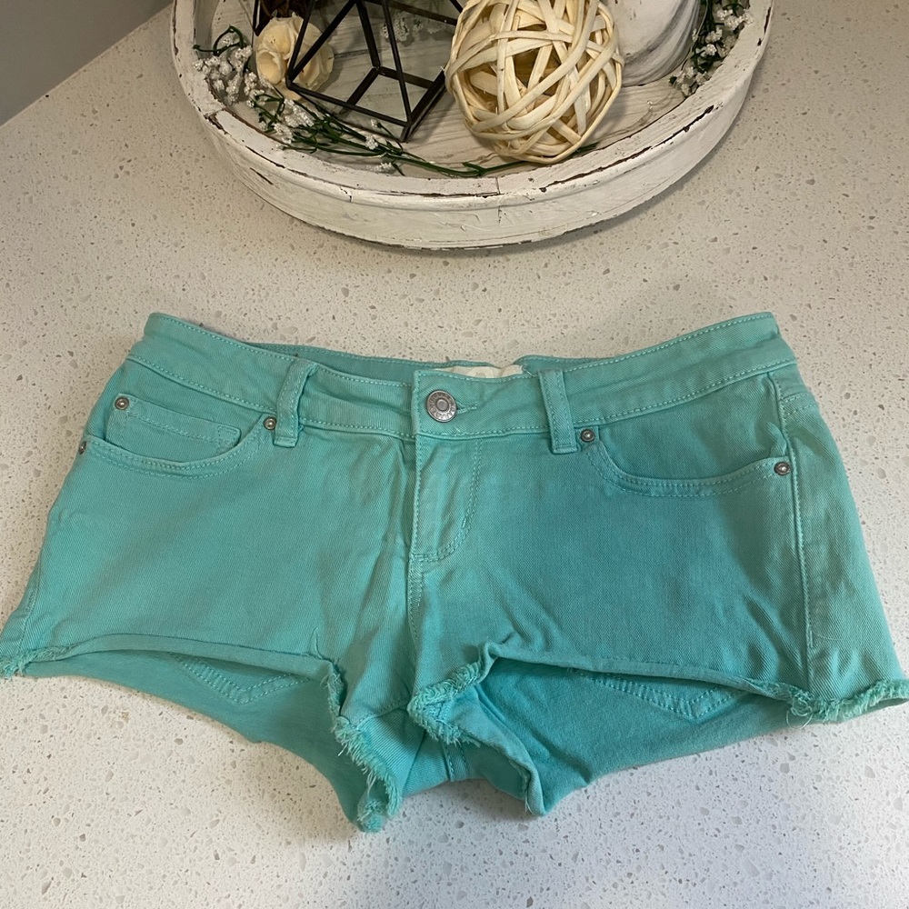 Teal Jean shorts